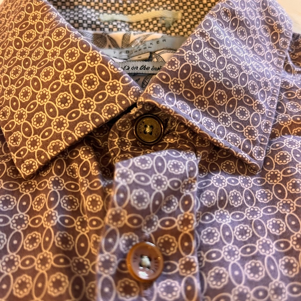 TED  BAKER London Shirt Mens Size 3 Multicolor Button Down Short Sleeve